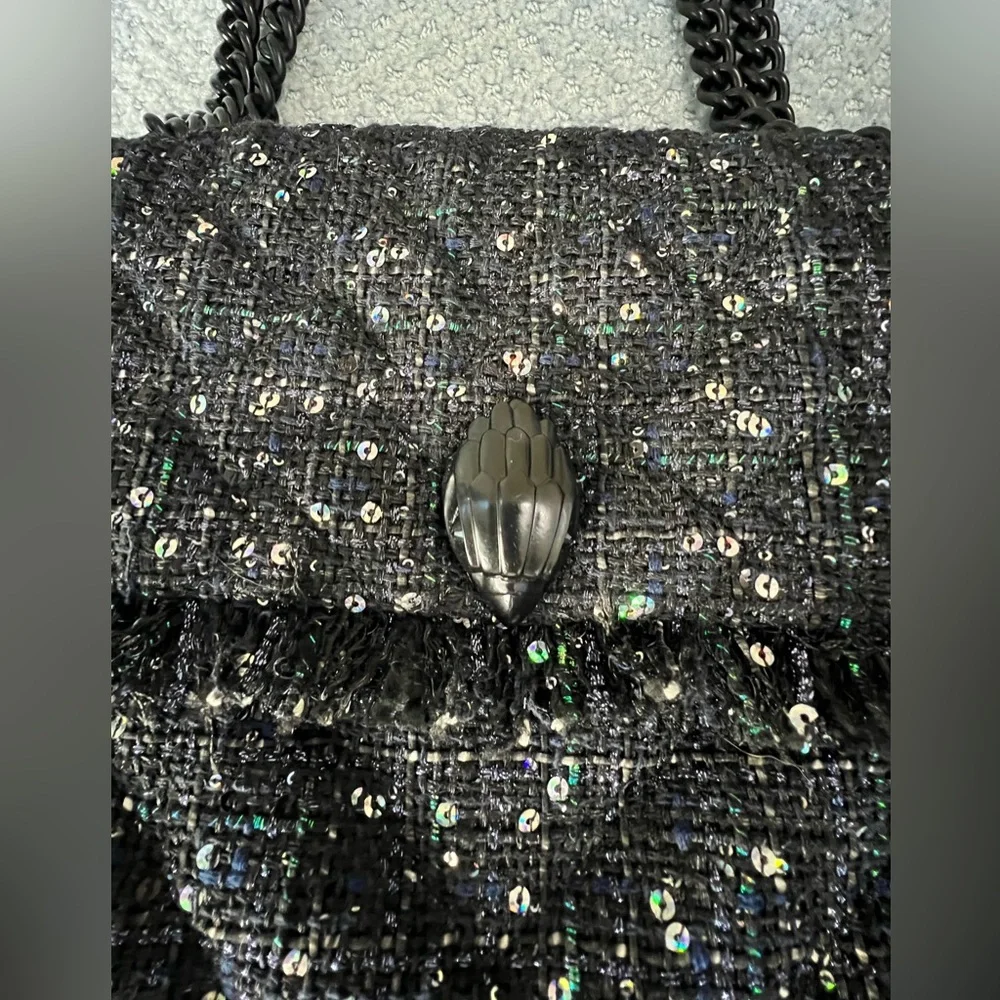 Kurt Geiger Large Kensington Tweed Shoulder Bag with Sequins - Picture 4 of 6